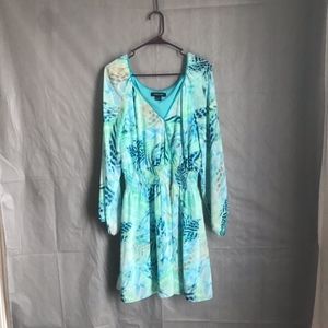 Marciano blue & green boho floral tropical dress